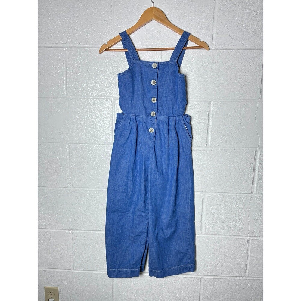 Zara Girls Cotton Linen blend cut out button jumpsuit